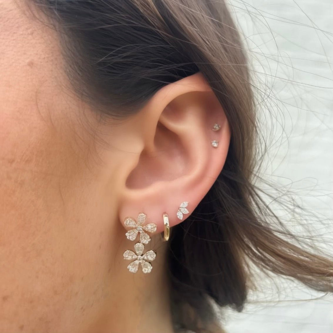 Double Flower Dangle Earrings - Lindsey Leigh Jewelry