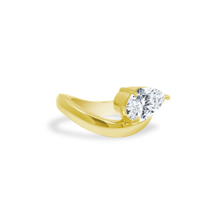 East West Pear on Wavy Gold Band - Lindsey Leigh Jewelry