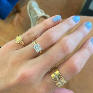 East West Radiant Cut Solitaire  Lindsey Leigh Jewelry.
