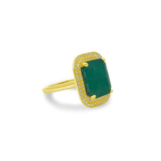 Emerald Cut Emerald Ring with a Double Diamond Halo  Lindsey Leigh Jewelry.
