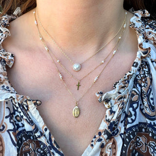Pearl & Gold Cross Necklace  Lindsey Leigh Jewelry.
