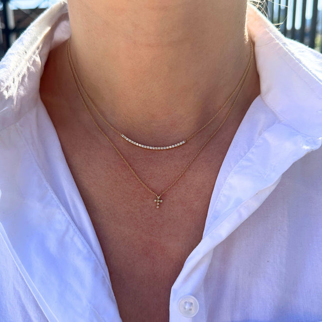 Bezel Diamond Cross Necklace  Lindsey Leigh Jewelry.