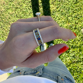 Gemstone & Diamond Cage Band  Lindsey Leigh Jewelry.
