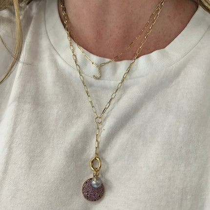 Gemstone Puffy Disc Charm - Lindsey Leigh Jewelry