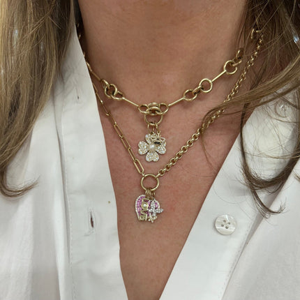 Gold Bar Triple Round Chain Necklace - Lindsey Leigh Jewelry