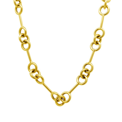 Gold Bar Triple Round Chain Necklace - Lindsey Leigh Jewelry