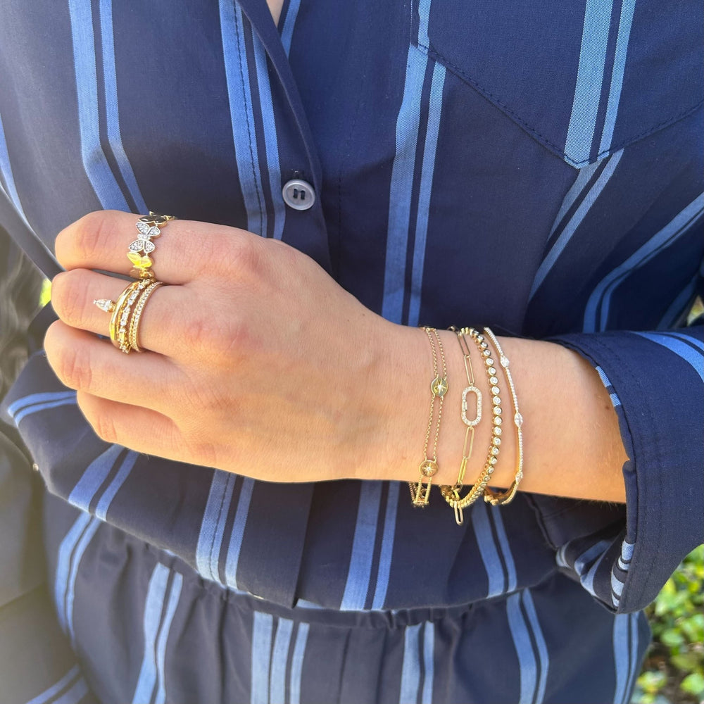 Gold & Diamond Paper Clip Bracelet - Lindsey Leigh Jewelry