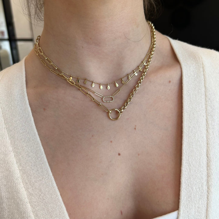 Gold & Diamond Paper Clip Necklace - Lindsey Leigh Jewelry