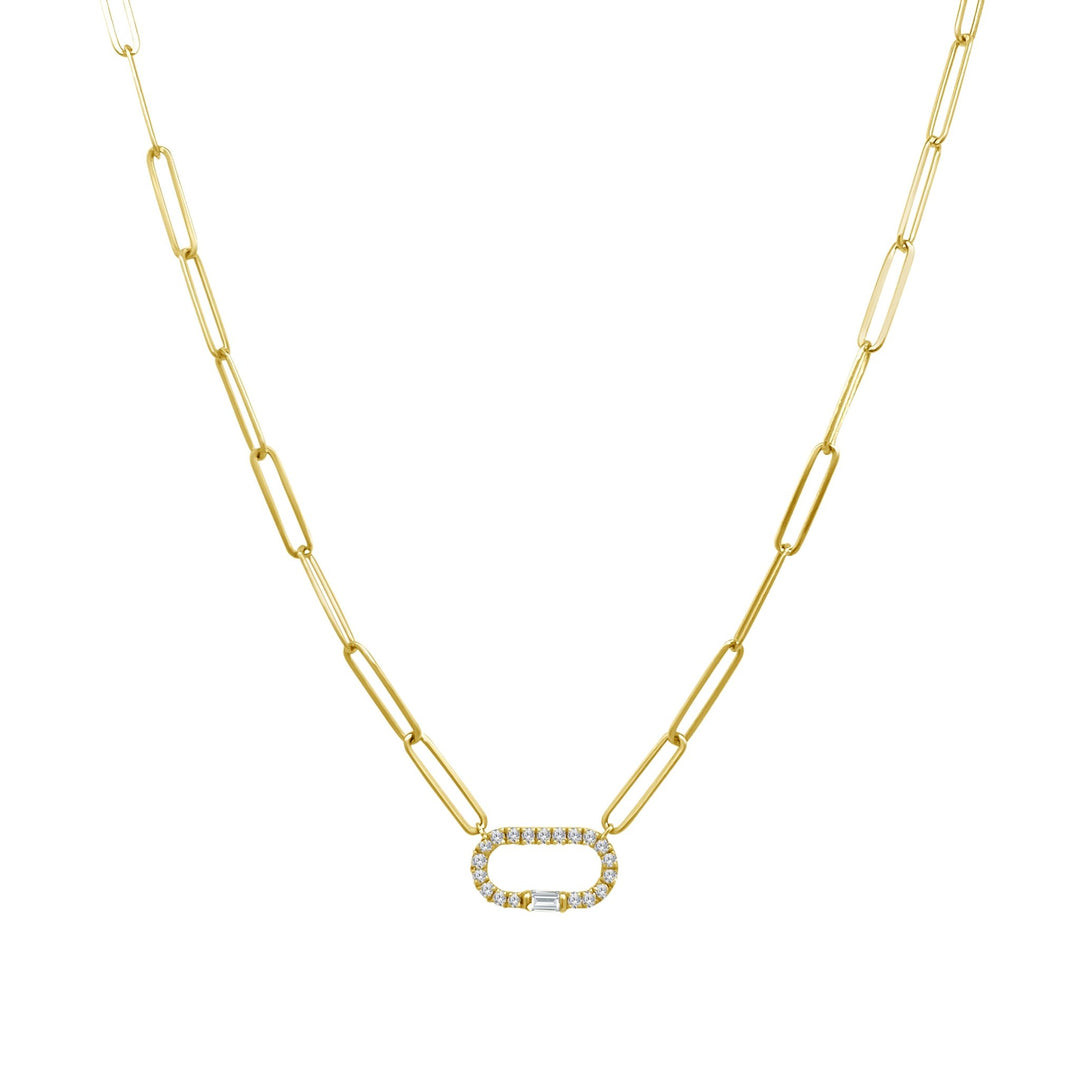 Gold & Diamond Paper Clip Necklace - Lindsey Leigh Jewelry