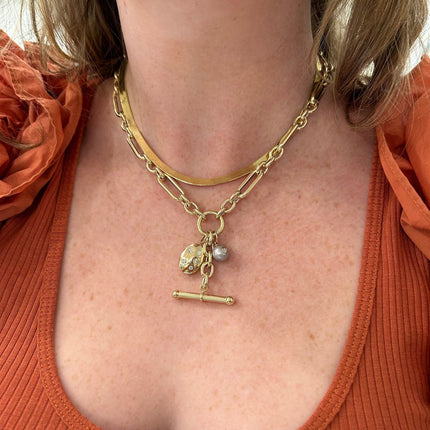 Gold Link Toggle Lariat - Lindsey Leigh Jewelry