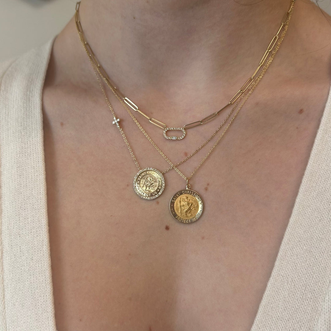 Gold Saint Christopher Medal - Lindsey Leigh Jewelry