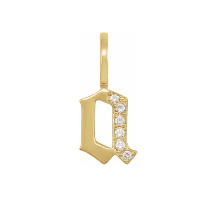 Gothic Diamond Initial Charm - Lindsey Leigh Jewelry