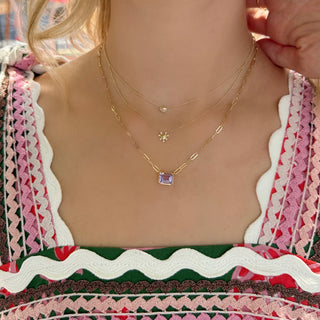 Bezel Set Gemstone Paper Clip Necklace  Lindsey Leigh Jewelry.
