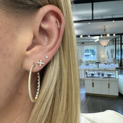 Inside Out Diamond & Pearl Hoops - Lindsey Leigh Jewelry