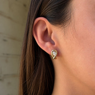 lab grown pear diamond studs in earring jacket
