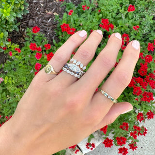 Marquise Cut Solitaire on Diamond Band  Lindsey Leigh Jewelry.
