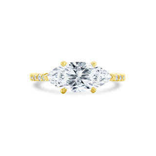 Marquise Cut Solitaire on Diamond Band  Lindsey Leigh Jewelry.
