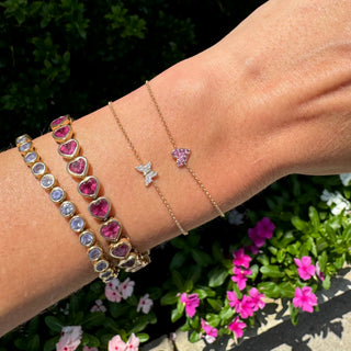 Mini Pink Sapphire Heart Bracelet  Lindsey Leigh Jewelry.
