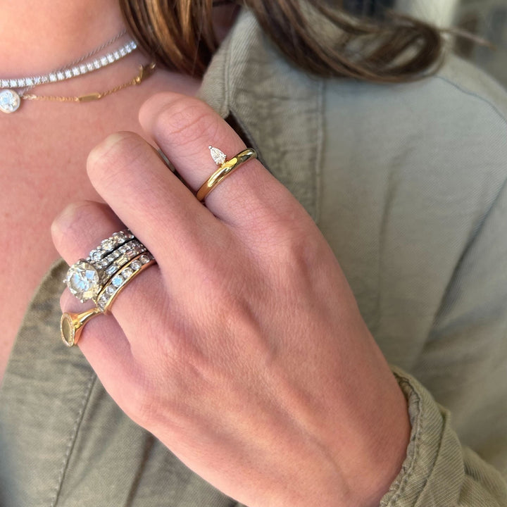 Offset Diamond Pear Band - Lindsey Leigh Jewelry