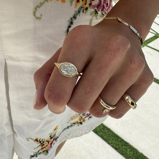 Oval Bezel Ring with Split Shank  Lindsey Leigh Jewelry.
