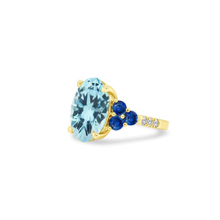 Oval Cut Aquamarine With Trio Gemstones  Lindsey Leigh Jewelry.
