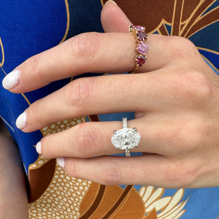 Oval Cut Solitaire on Diamond Band  Lindsey Leigh Jewelry.
