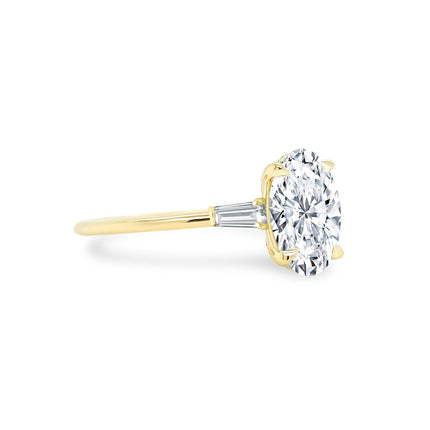 Oval Diamond Ring with Tapered Baguettes - Lindsey Leigh Jewelry