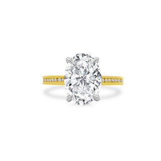 Oval Cut Solitaire on Channel Set Diamond Band  Lindsey Leigh Jewelry.
