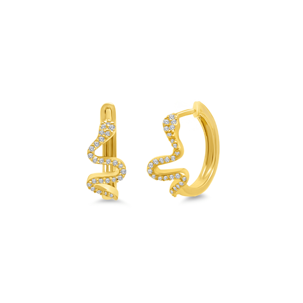 Pave Snake Small Hoops - Lindsey Leigh Jewelry
