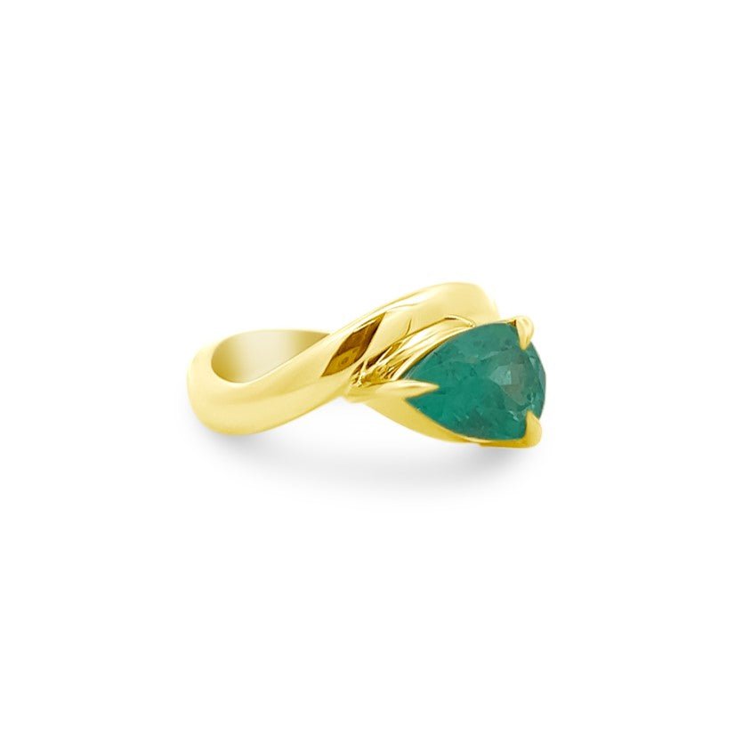 Pear Cut Emerald Curve Band - Lindsey Leigh Jewelry