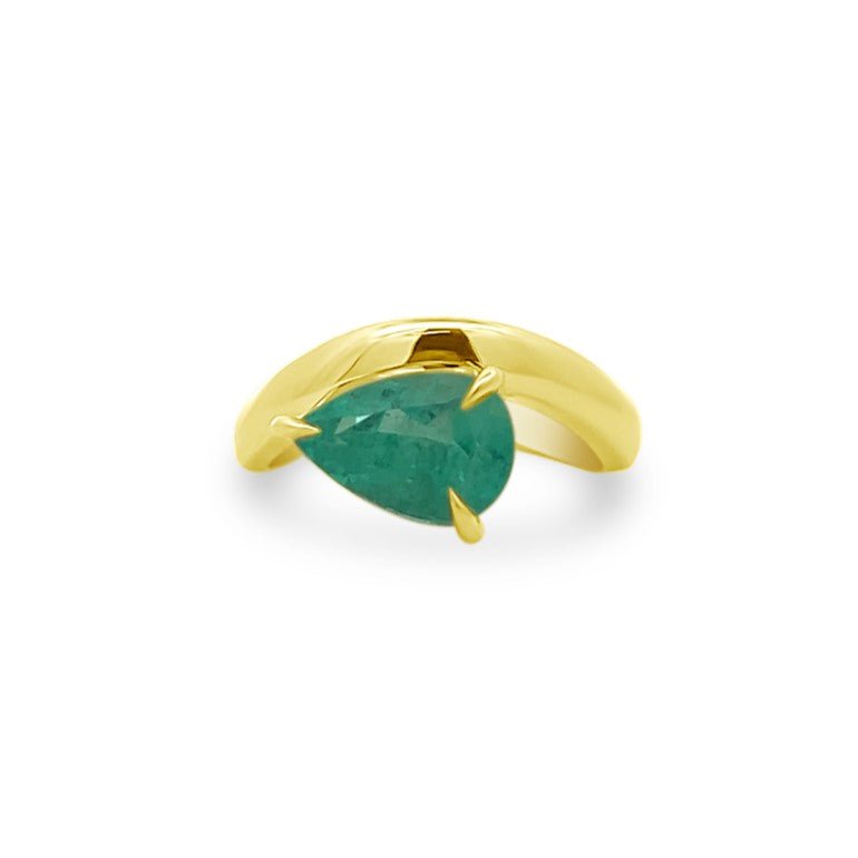 Pear Cut Emerald Curve Band - Lindsey Leigh Jewelry