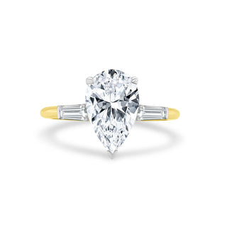 Pear Cut with Tapered Baguette Cut Side Stones  Lindsey Leigh Jewelry.
