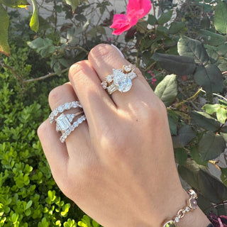 Pear Cut with Tapered Baguette Cut Side Stones  Lindsey Leigh Jewelry.
