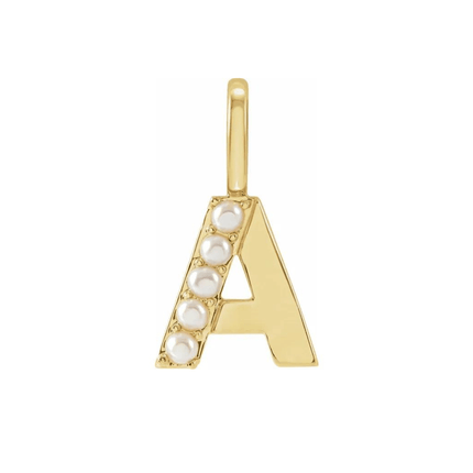 Pearl Accented Initial Charm - Lindsey Leigh Jewelry