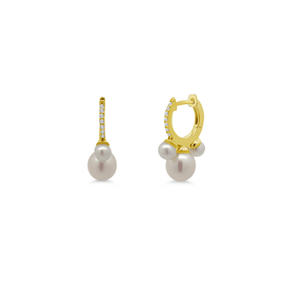 Pearl Dangle Diamond Huggies  Lindsey Leigh Jewelry.
