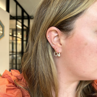 Pearl Dangle Diamond Huggies  Lindsey Leigh Jewelry.
