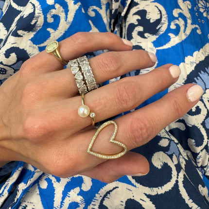 Pearl & Diamond Bezel Wrap Ring - Lindsey Leigh Jewelry