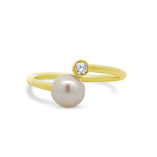 Pearl & Diamond Bezel Wrap Ring  Lindsey Leigh Jewelry.
