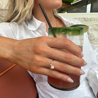 Pearl & Diamond Bezel Wrap Ring  Lindsey Leigh Jewelry.
