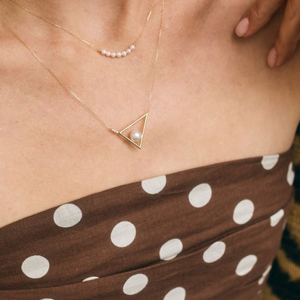 Pearl Floating Triangle Necklace