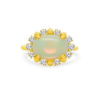 Petite Cabochon Opal & Diamond Halo Ring  Lindsey Leigh Jewelry.
