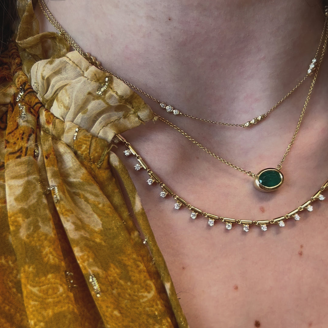 Bezel Set Oval Cut Emerald Necklace