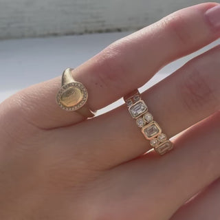 Alternating Emerald Cut & Double Diamond Bezel Band  Lindsey Leigh Jewelry.
