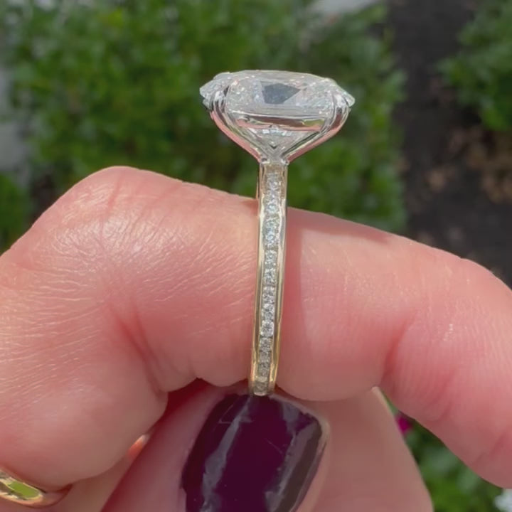 Oval Cut Solitaire on Channel Set Diamond Band  Lindsey Leigh Jewelry.