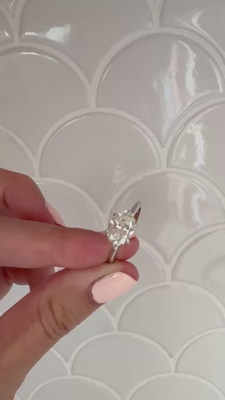East West Oval Cut Solitaire  Lindsey Leigh Jewelry.