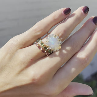 Large Green Tourmaline Chasing Pear Band  Lindsey Leigh Jewelry.
