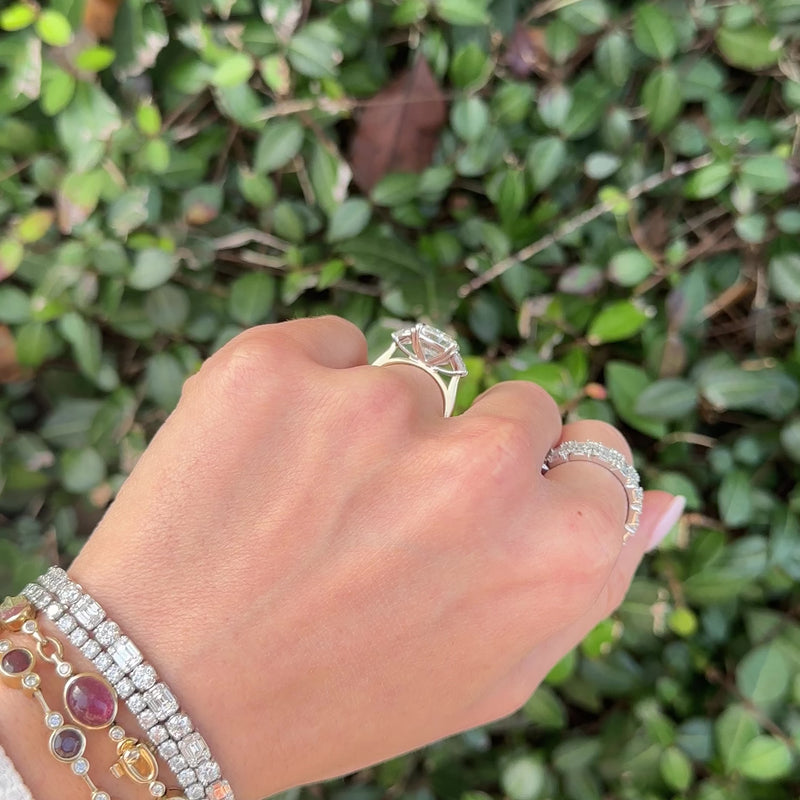 Cushion Cut with Half Moon Cut Side Stones  Lindsey Leigh Jewelry.