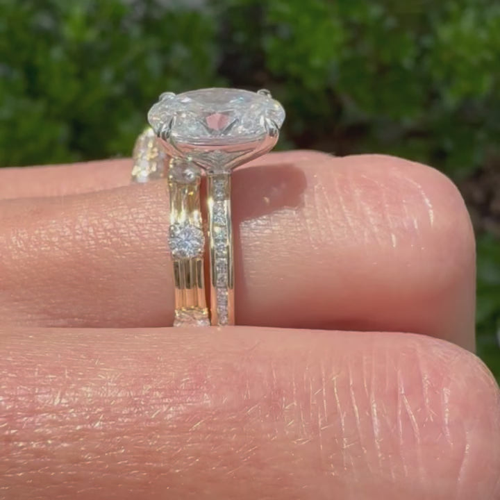 Oval Cut Solitaire on Channel Set Diamond Band  Lindsey Leigh Jewelry.
