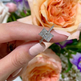 Radiant Cut Solitaire on Diamond Band  Lindsey Leigh Jewelry.
