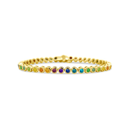 Rainbow Bezel Set Tennis Bracelet - Lindsey Leigh Jewelry